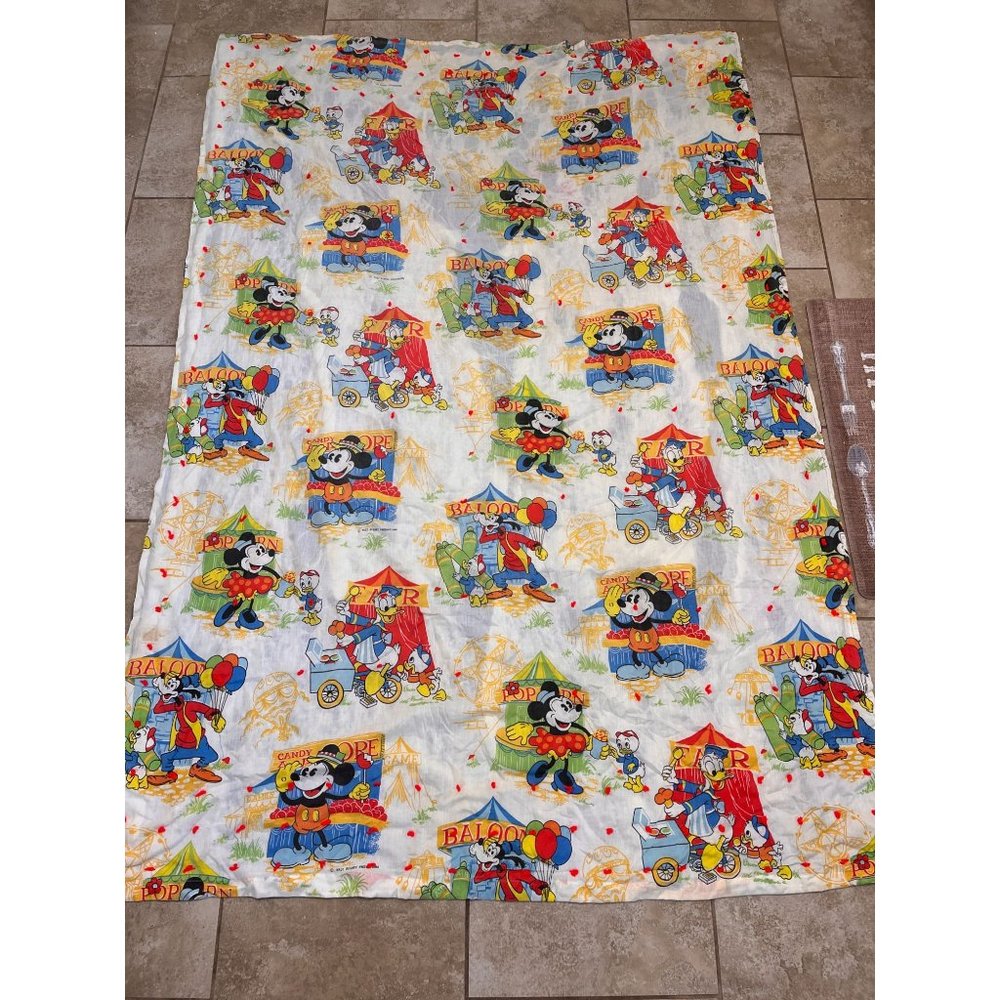 Vintage Walt Disney Mickey Mouse Bed Twin Size Cover Carnival/Fair 88" x 61.5"